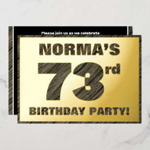73rd Birthday Party — Bold, Faux Wood Grain Text