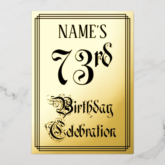 73rd Birthday Party — Elegant Script + Custom Name (Front)