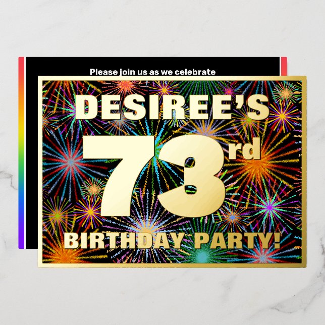 73rd Birthday Party — Fun, Colourful Fireworks Loo (Front/Back)