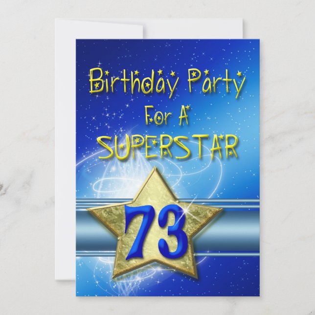 73rd Birthday party Invitation for a Superstar. (Front)
