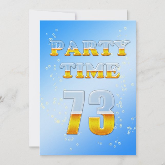 73rd birthday party invitation with beer (Front)