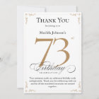 73rd Birthday Thank You Card with Tribute