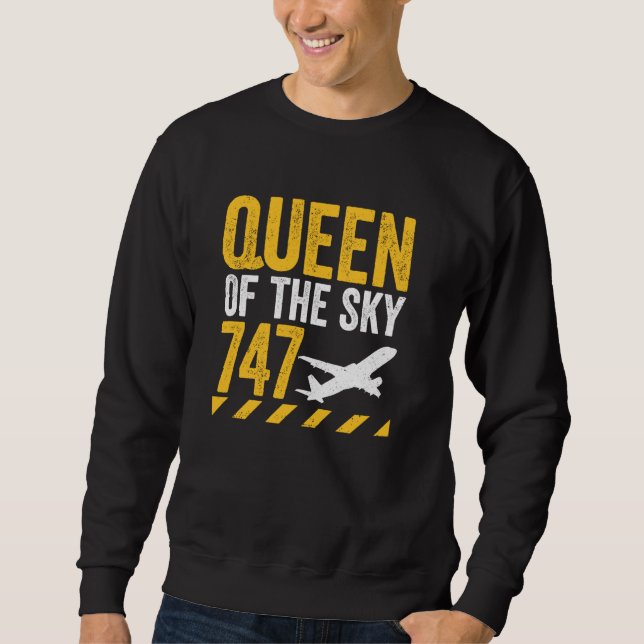 747 Jet Aircraft Jumbo Queen Of The Skies Blueprin Sweatshirt (Front)