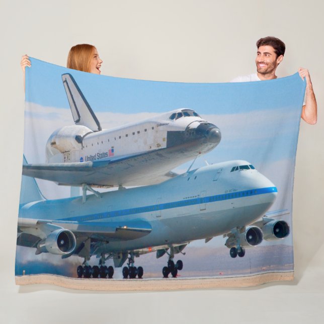 747 SPACE SHUTTLE CARRIER AIRCRAFT FLEECE BLANKET (In Situ)