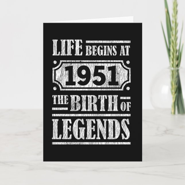74 Year Old 1951 Birth Of Legend 74th Birthday Card (Front)