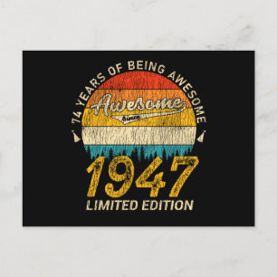 74 Year Old Bday 1947 Awesome Since 74th Birthday Postcard