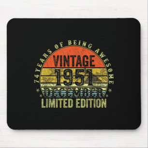 74 Year Old Birthday Gifts For Men December 1951 7 Mouse Pad
