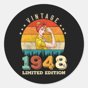 74 Year Old Women Bday 1948 Vintage 74th Birthday Classic Round Sticker