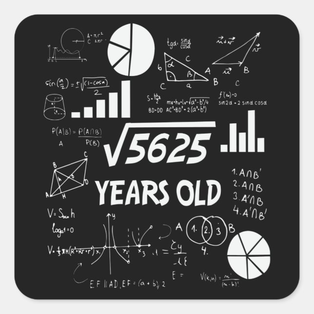 74 Years Old Bday Math Teacher 74th Birthday Gift Square Sticker (Front)