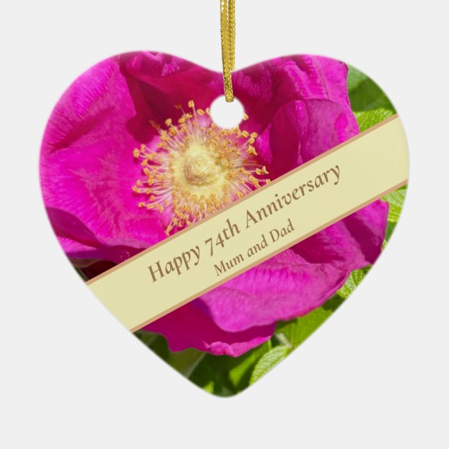 74th Anniversary Editable Ceramic Ornament (Front)