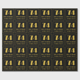 74th Birthday ~ Art Deco Inspired Look "74", Name Wrapping Paper