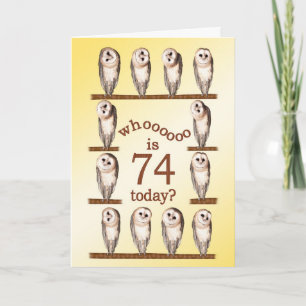 74th birthday, Curious owls card. Card