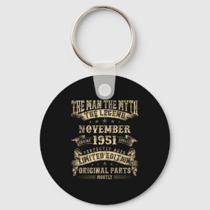 74th Birthday For Men Mythology Of November 1951 Key Ring