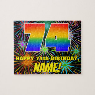 74th Birthday: Fun, Colourful Celebratory Firework Jigsaw Puzzle