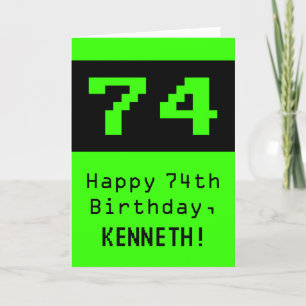 74th Birthday: Nerdy / Geeky Style "74" and Name Card