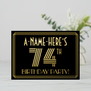 74th Birthday Party — Art Deco Style “74” + Name