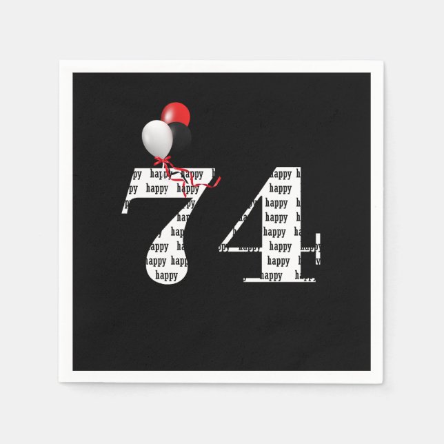 74th Birthday party balloons Napkin (Front)