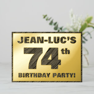 74th Birthday Party — Bold, Faux Wood Grain Text