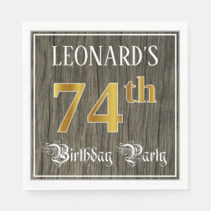74th Birthday Party — Faux Gold & Faux Wood Looks Napkin