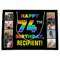 74th Birthday: Rainbow Text, Custom Photos & Name