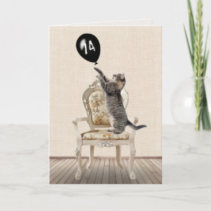 74th Birthday Tabby Cat on Chair  Card