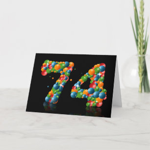 74th birthday with numbers formed from balls card