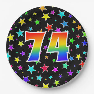 74th Event: Bold, Fun, Colorful Rainbow 74 Paper Plate