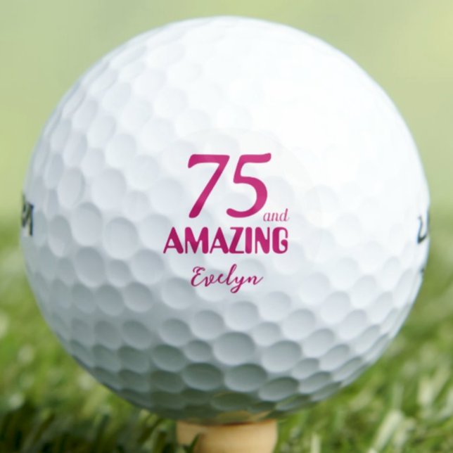 75 and Amazing Grandma Gift – Pink 75th Birthday Golf Balls (Creator Uploaded)