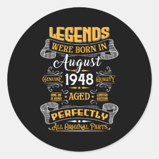 75 Awesome Made In August 1948 75Th Classic Round Sticker