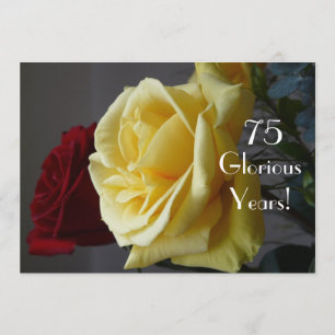 75 GloriousYears!-Birthday/Two Roses-with Quote Invitation