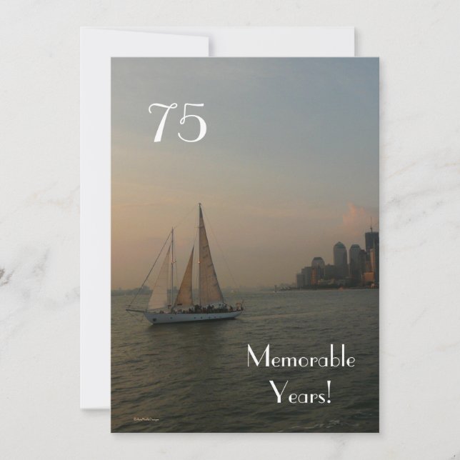 75 Memorable Years/Sailboat-Birthday Invitation (Front)