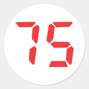 75 seventy-five red alarm clock digital number classic round sticker
