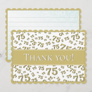 75 "Thank you!" Gold/White Number Pattern Thank You Card