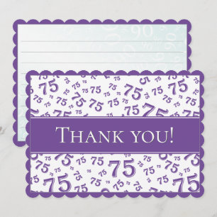 75 "Thank you!" Purple/White Number Pattern Thank You Card