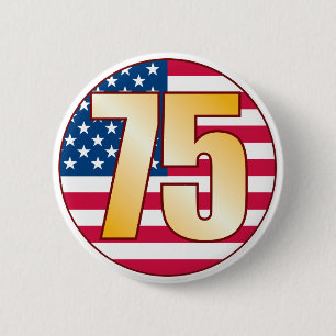 75 USA Gold 6 Cm Round Badge
