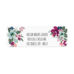.75"x2.25" Business Address Label Tropical Flowers Return Address Label