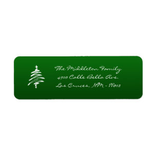 .75"x2.25" Green Whit XMAS Tree Return Label Return Address Label