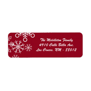 .75"x2.25" Red XMAS Snowflake Return Address Label