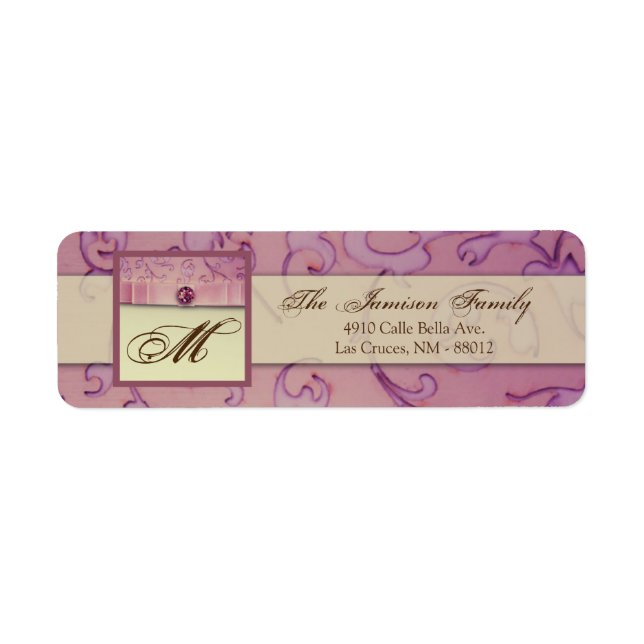 .75"x2.25" Return Address Amethyst Jewel Embossed Label (Front)