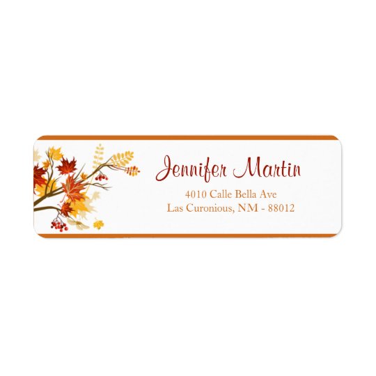 .75"x2.25" Return Address Autumn Branch Leaves Return Address Label