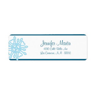 .75"x2.25" Return Address Blue Tree / Snowflakes Label