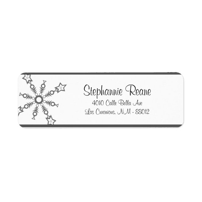 .75"x2.25" Return Address Grey Snowflakes Label (Front)