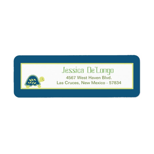 .75"x2.25" Return Address Label Blue Sea Turtles (Front)