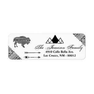 .75"x2.25" Return Address Label Boho Buffalo Triba