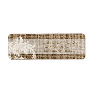 .75"x2.25" Return Address Label Burlap Lace Countr