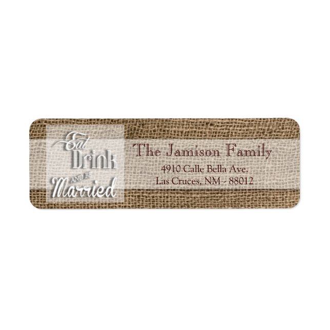 .75"x2.25" Return Address Label Eat Drink Married (Front)