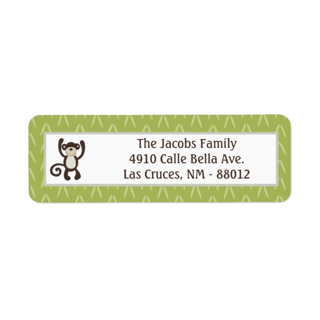 .75"x2.25" Return Address Label Monkey Time Zoo (Front)
