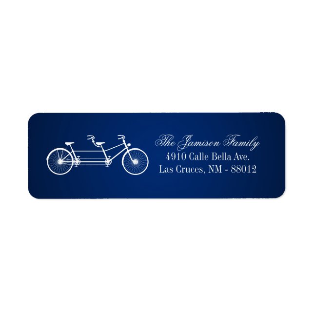 .75"x2.25" Return Address Label Navy Double Bike (Front)