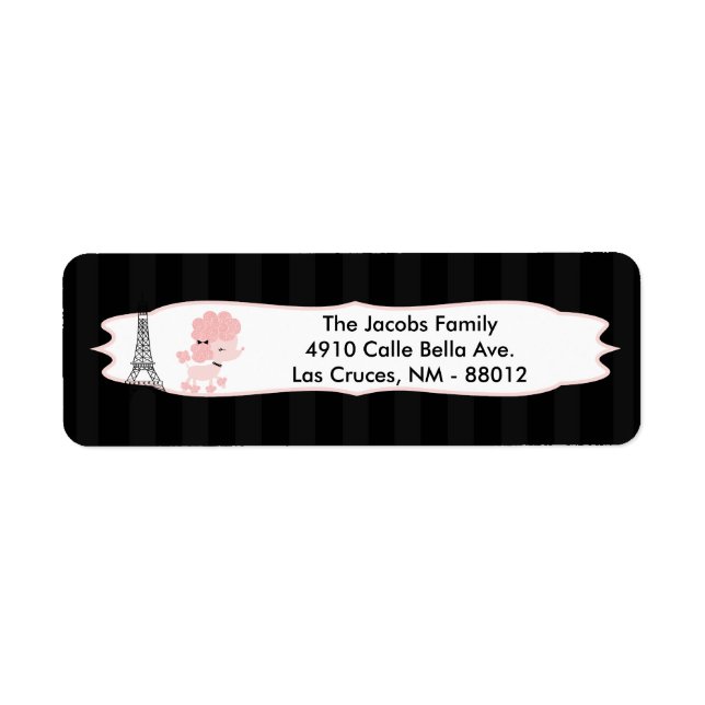 .75"x2.25" Return Address Label - Pink Poodle Pari (Front)