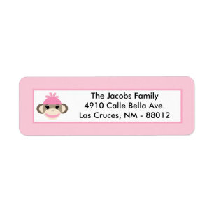 .75"x2.25" Return Address Label Pink Sock Monkey